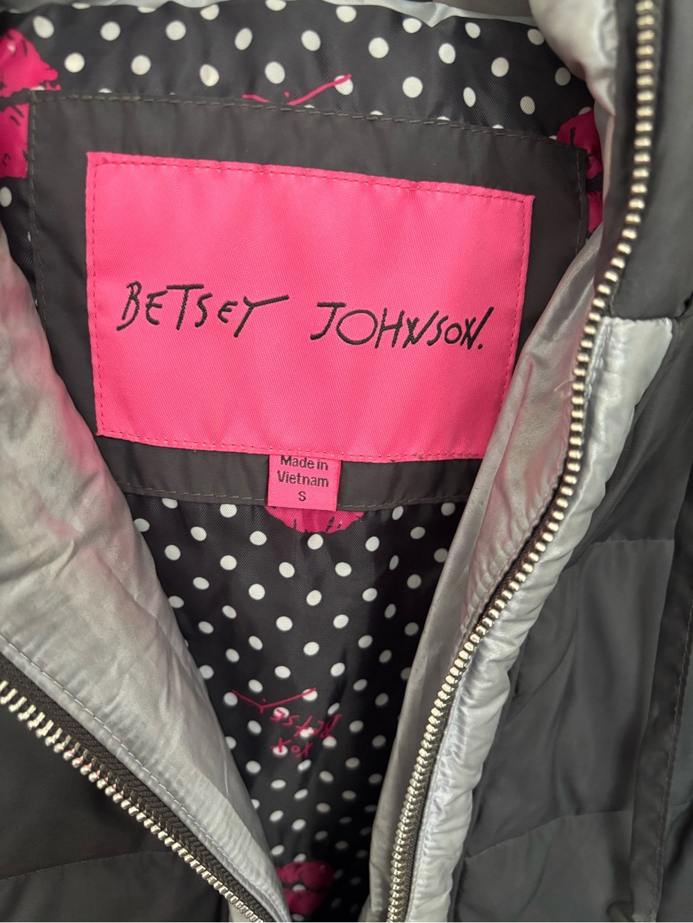 Betsey Johnson Gray Jacket with Hot Pink Label